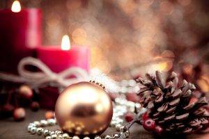 New Year, Christmas Ornaments, Cones, Candles