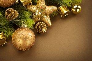 New Year, Christmas Ornaments, Cones, Leaves, Decorations
