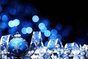 New Year, Christmas Ornaments, Bokeh, Ribbon
