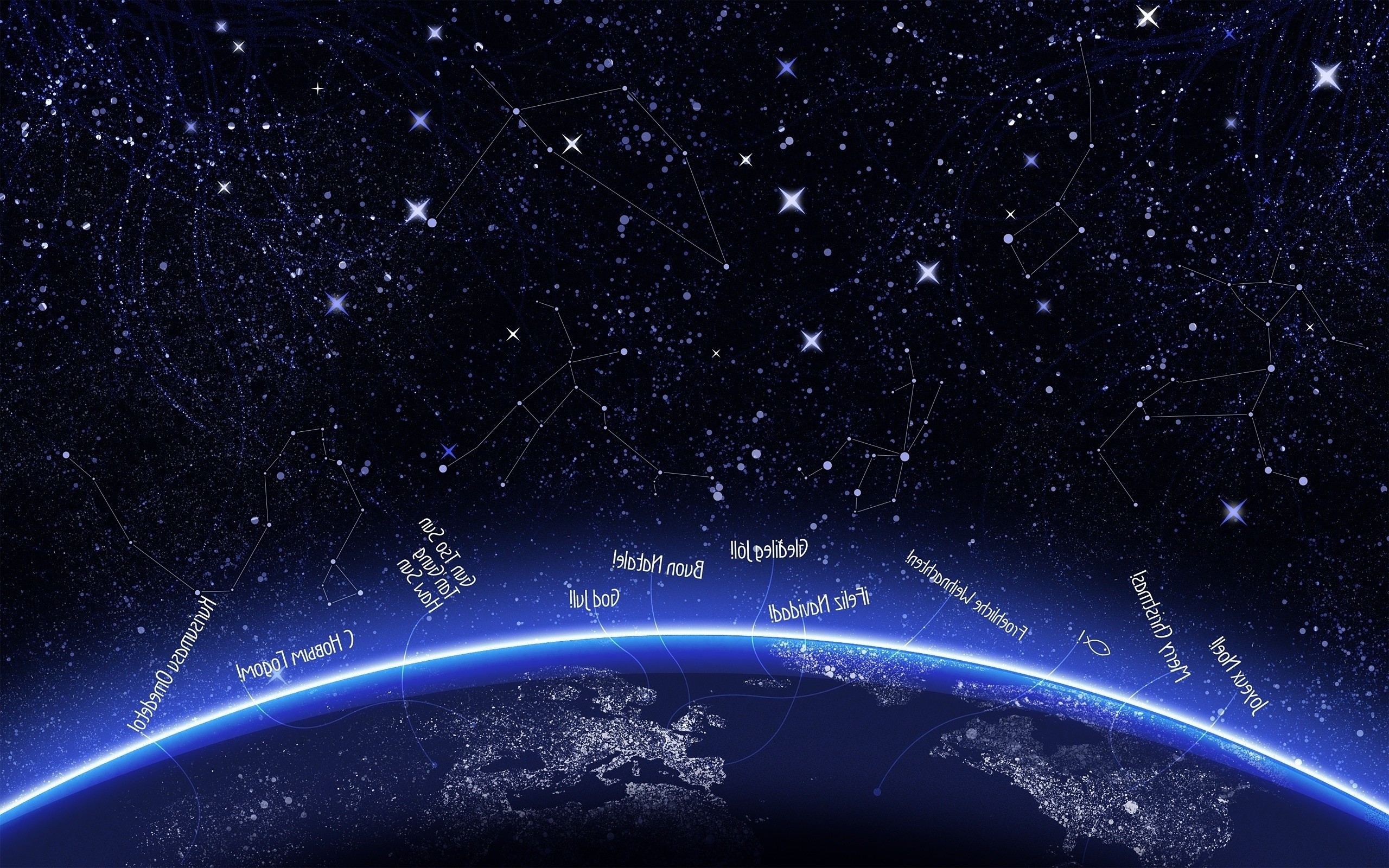 New Year, Earth, Stars, Space Wallpaper