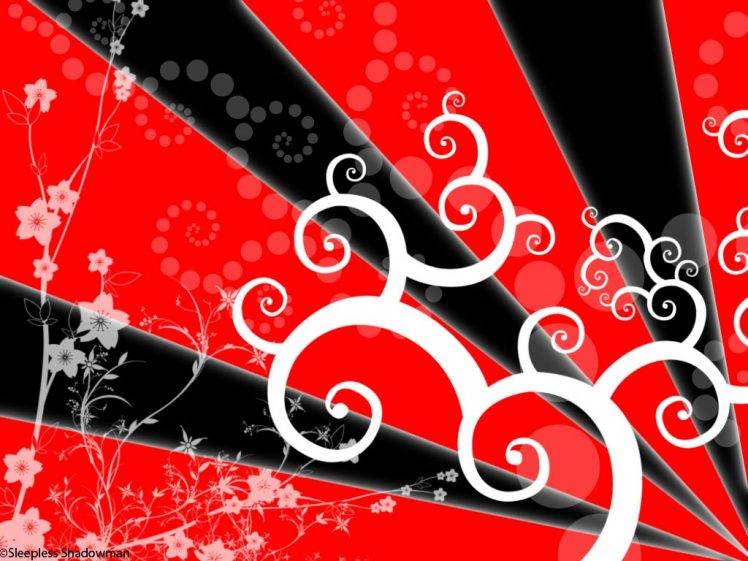 red, Black, Flowers, Abstract HD Wallpaper Desktop Background