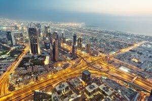 urban, Lights, Anime, Cityscape, Road, Nature, United Arab Emirates, Dubai, Highway, Skyscraper