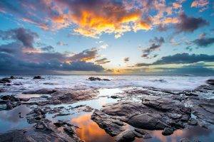 clouds, Coast, Hawaii, Rock, Reflection, Nature, Landscape, HDR, Sea
