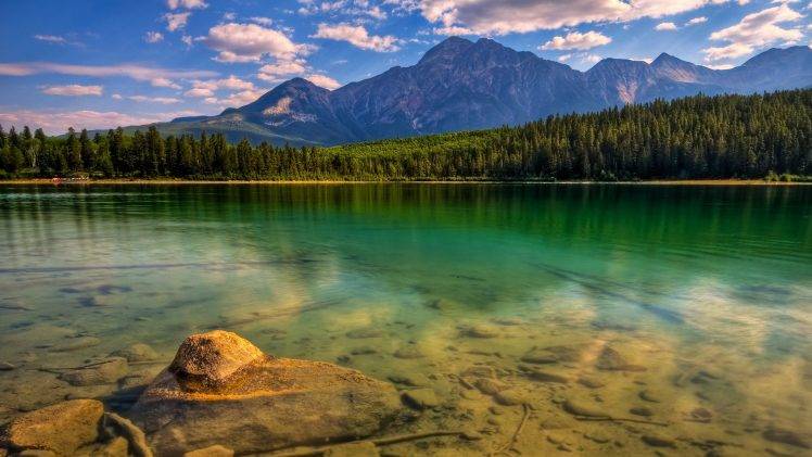 landscape, Lake, Mountain, Forest, Canada HD Wallpaper Desktop Background