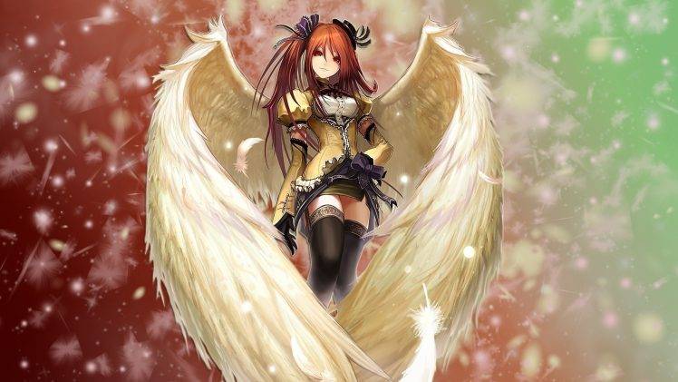 angel, Redhead, Anime Girls, Anime, Wings HD Wallpaper Desktop Background