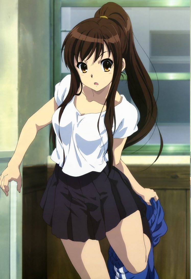 The Melancholy Of Haruhi Suzumiya, Suzumiya Haruhi, Anime Girls, Ponytail HD Wallpaper Desktop Background