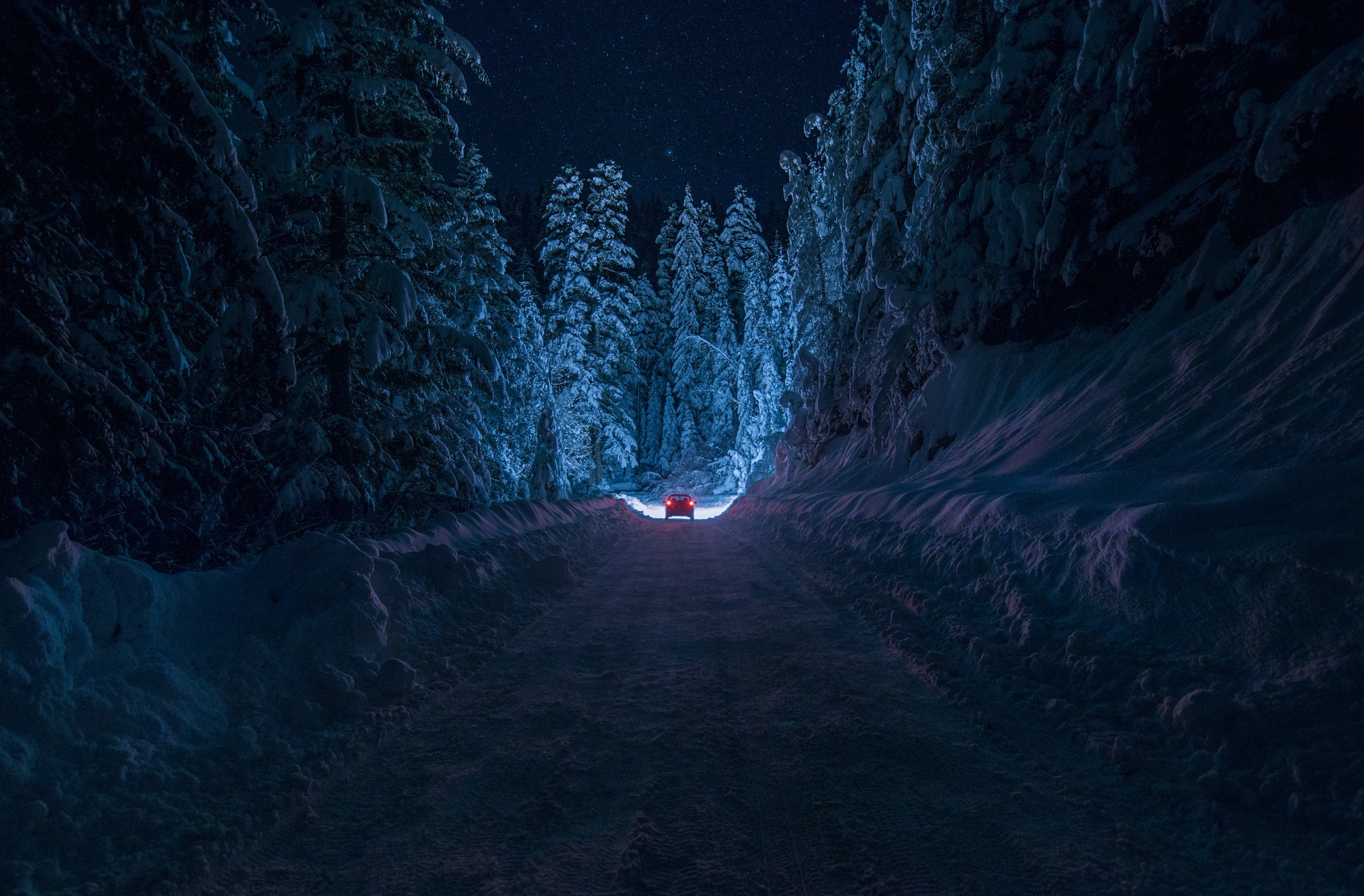 landscape, Forest, Road, Snow Wallpaper