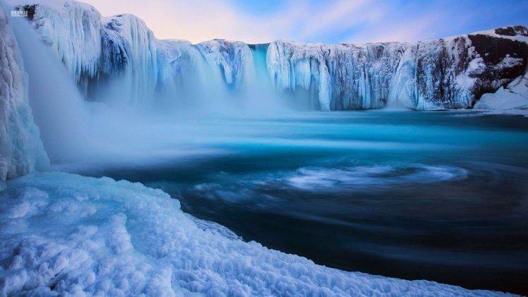 nature, Landscape, Sky, Clouds, Snow, Ice, Waterfall, Winter, Long Exposure HD Wallpaper Desktop Background
