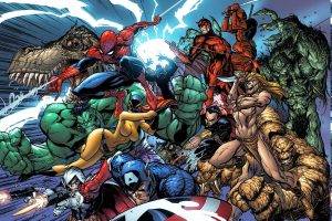 Marvel Comics, Spider Man, Captain America, Daredevil, Namor, Hulk, Deadpool, Man Thing, Magneto, The Thing
