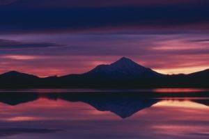 nature, Landscape, Mountain, Sunset, Reflection, Clouds, Calm, Lake