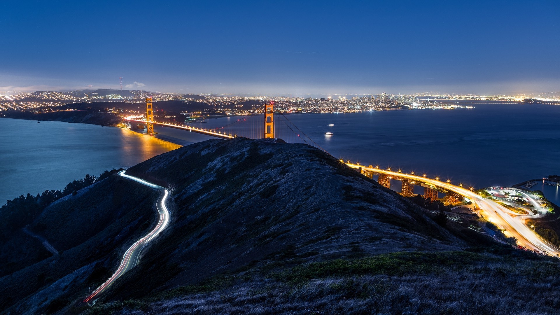 city, Golden Gate Bridge, Landscape, USA, Long Exposure, San Francisco, Light Trails Wallpaper
