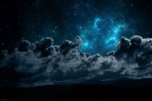 landscape, Night, Space, Clouds, Mountain, Silhouette