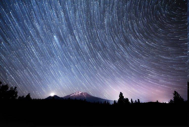 nature, Landscape, Night, Stars, Star Trails HD Wallpaper Desktop Background