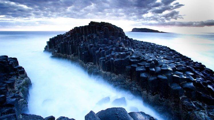 photography, Giant’s Causeway, Ireland, Nature, Landscape, Coast, Sea, Clouds, Long Exposure, Rock Formation, Rock HD Wallpaper Desktop Background