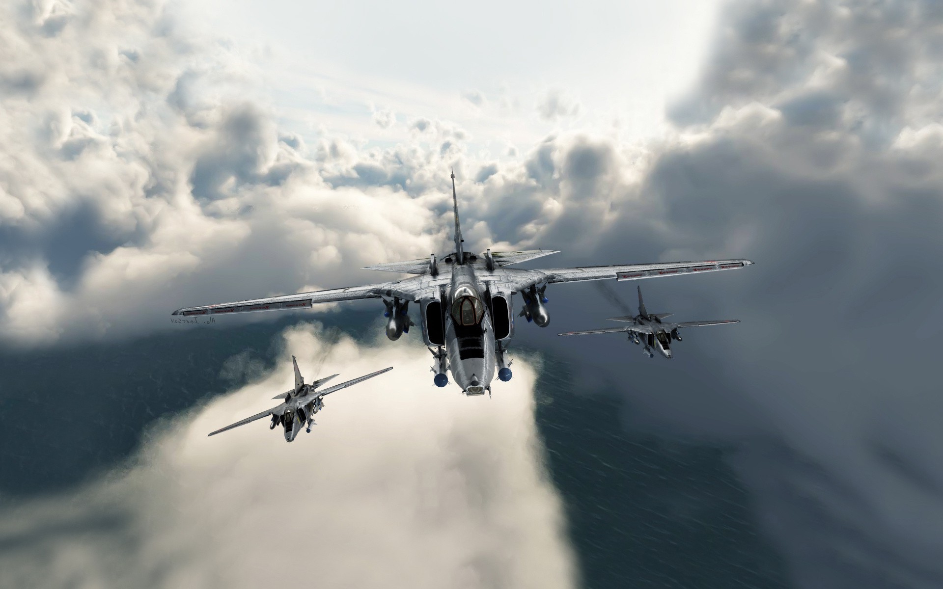 digital Art, Clouds, Aircraft, Military Aircraft, Jet Fighter, SEPECAT Jaguar Wallpaper