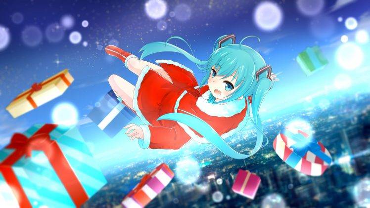 anime, Anime Girls, Vocaloid, Hatsune Miku, Christmas HD Wallpaper Desktop Background