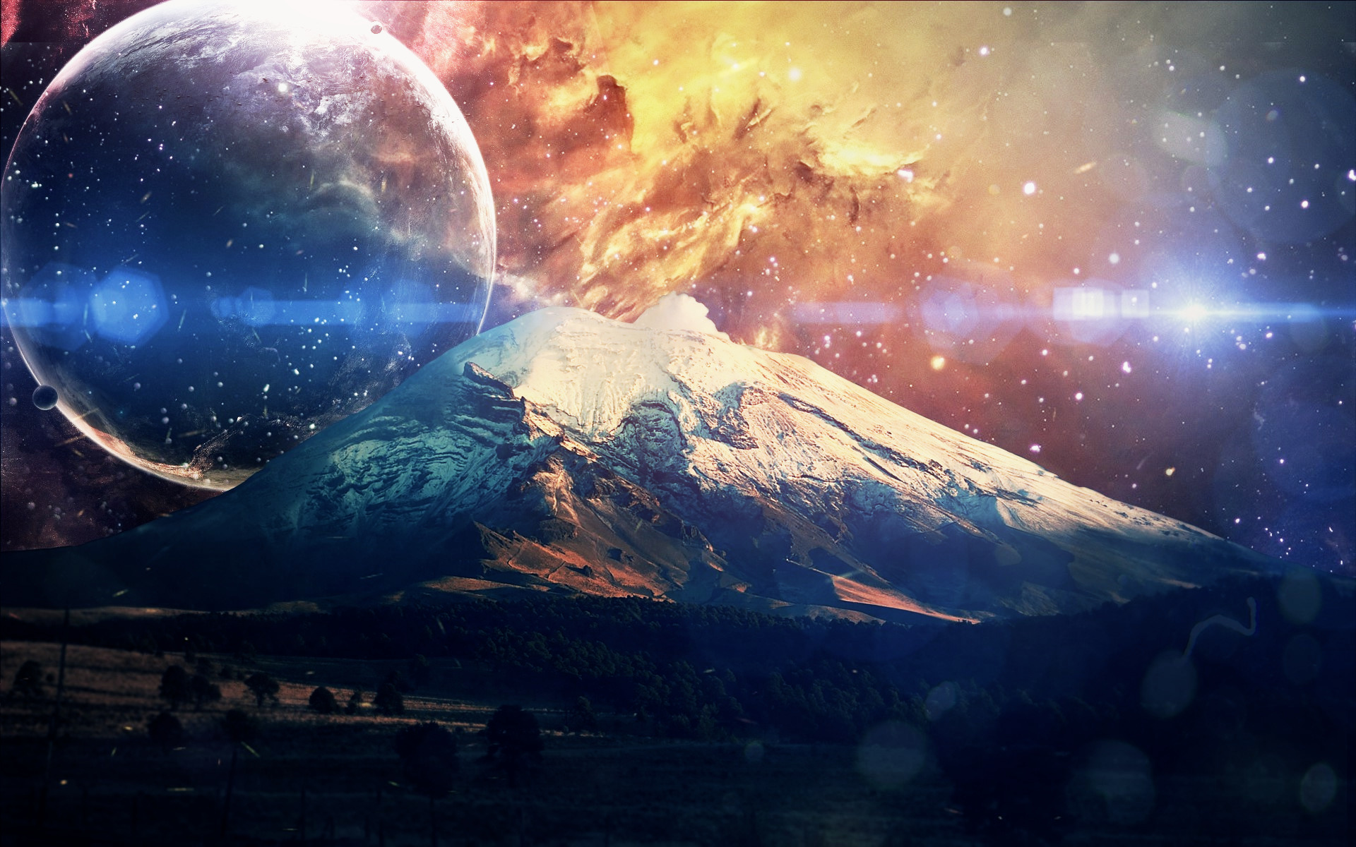 landscape, Planet, Mountain, Galaxy Wallpaper