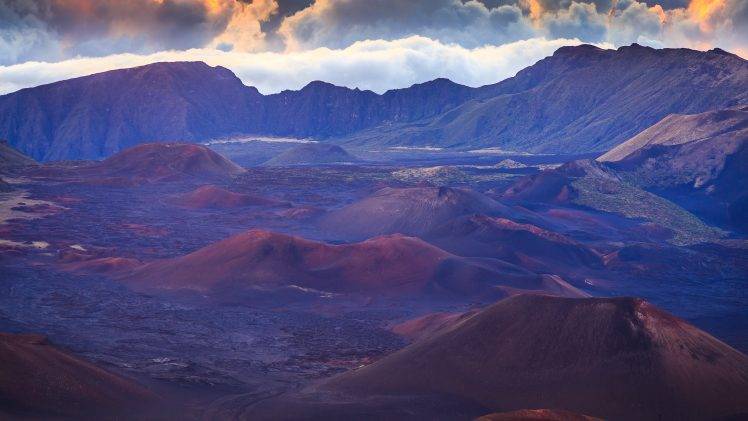 Maui, Hawaii, Volcano, Nature, Landscape, Hill, Desert, Clouds HD Wallpaper Desktop Background
