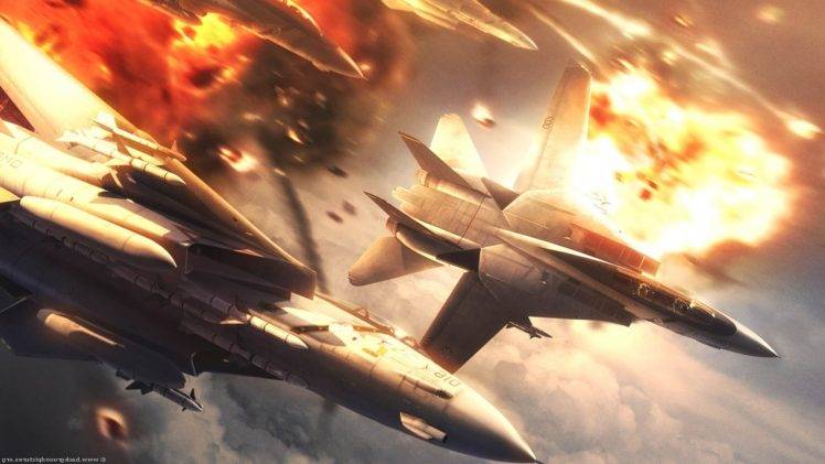 digital Art, Jet Fighter, Artwork, Explosion, Aircraft, Military Aircraft HD Wallpaper Desktop Background