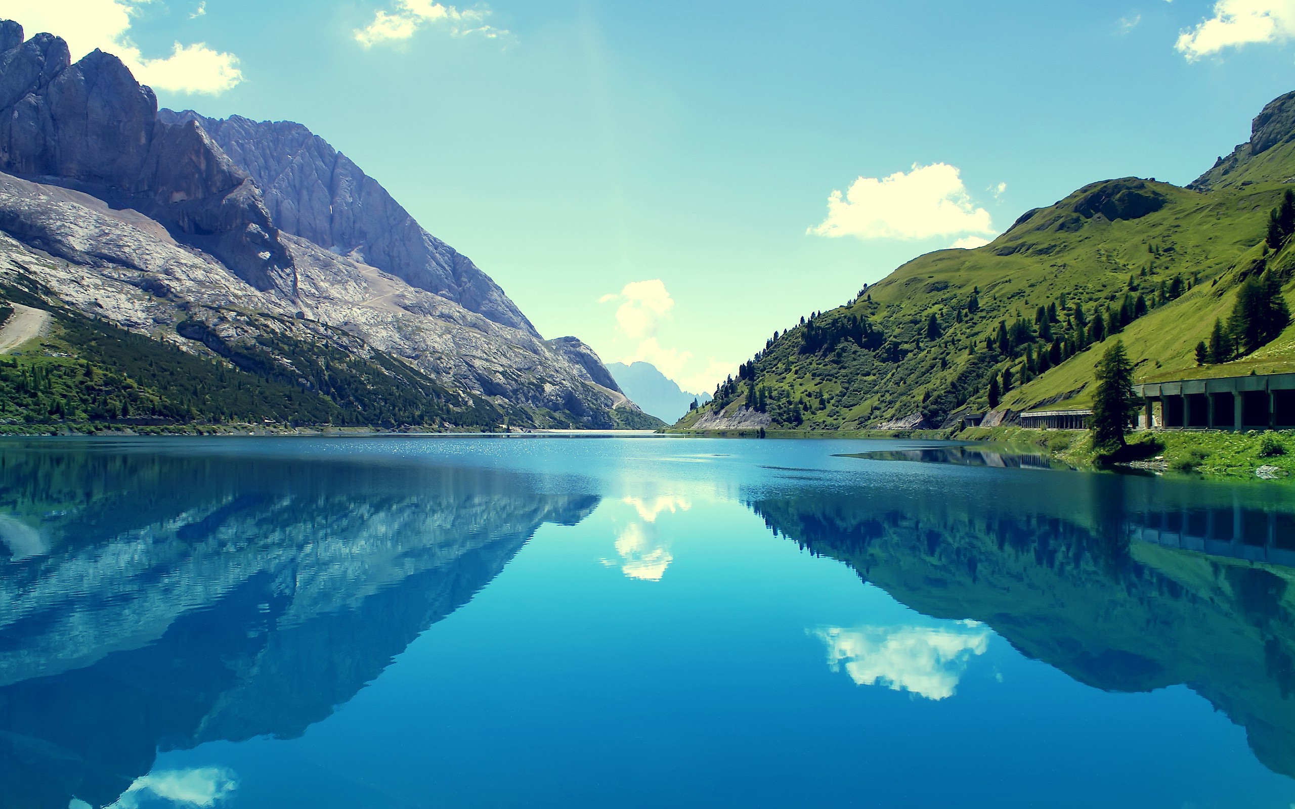 nature, Landscape, Clouds, Mountain, Trees, Hill, Blue, Water, Reflection, Lake Wallpaper