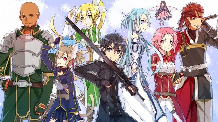 anime, Anime Girls, Anime Boys, Sword Art Online, Kirigaya Kazuto, Yuuki Asuna, Kirigaya Suguha HD Wallpaper Desktop Background