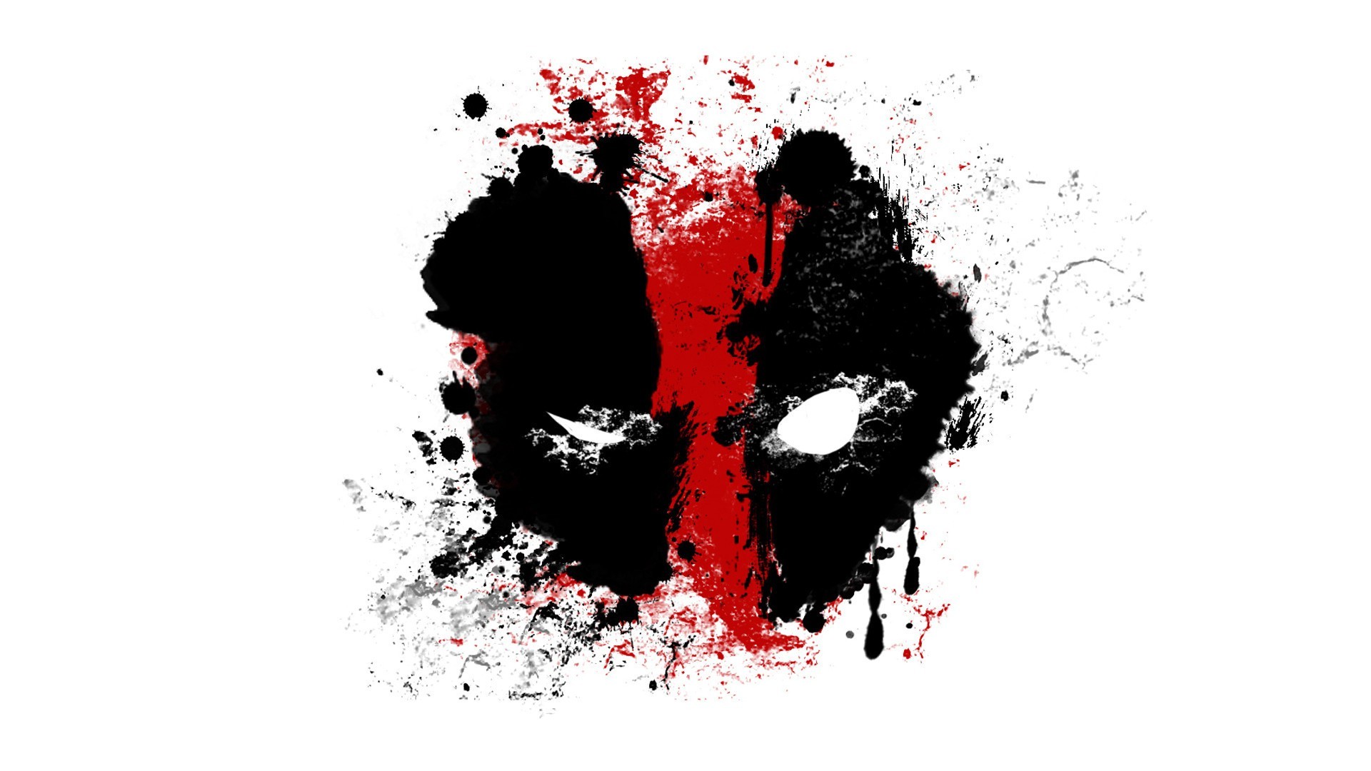 Deadpool, Fan Art, Black, Red, Paint Splatter Wallpapers HD / Desktop