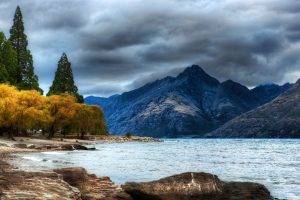 nature, Landscape, Lake, Water, Trees, Mountain, Clouds, Forest, Rock