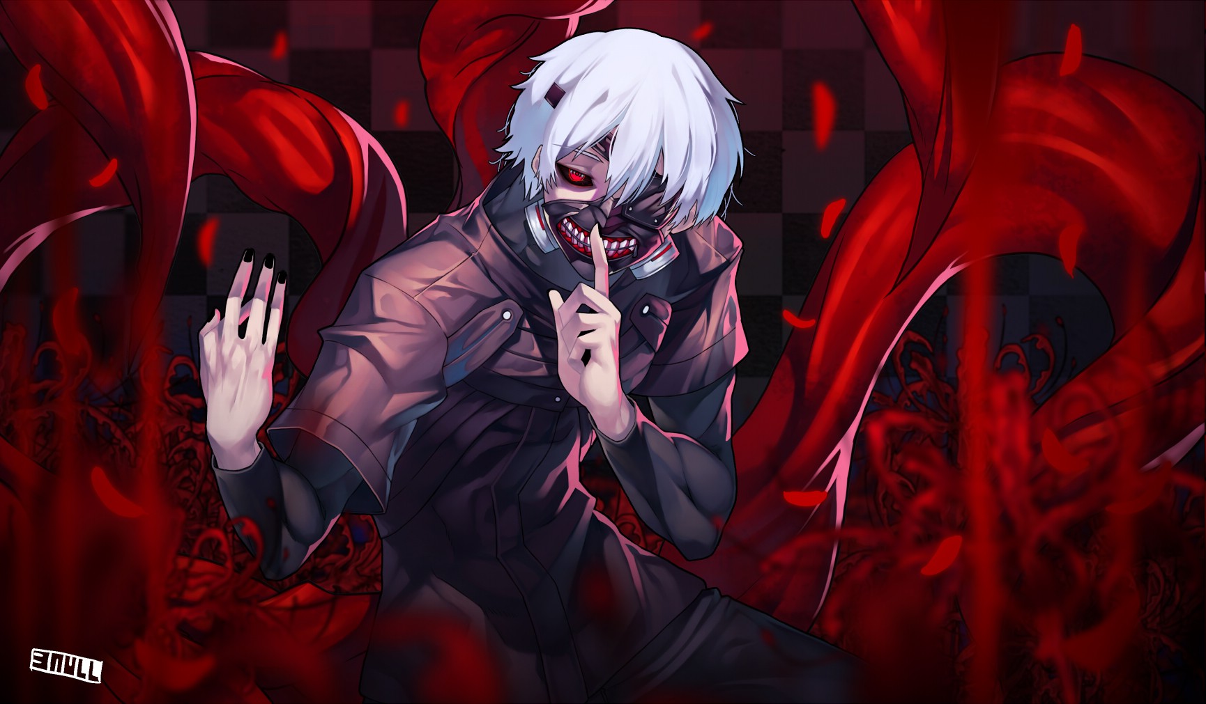 jjune, Anime, Kaneki Ken, Tokyo Ghoul, Anime Boys, White Hair, Red Eyes, Short Hair Wallpaper