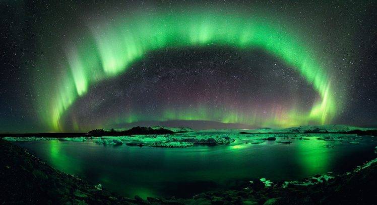 aurorae, Landscape, Lake, Iceland, Ice HD Wallpaper Desktop Background