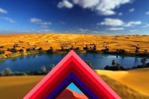 triangle, Abstract, Polyscape, Photo Manipulation, Desert, Landscape, Nature