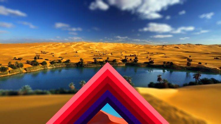 triangle, Abstract, Polyscape, Photo Manipulation, Desert, Landscape, Nature HD Wallpaper Desktop Background