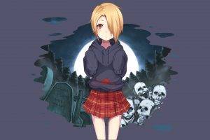 skull, Graveyards, Anime Girls