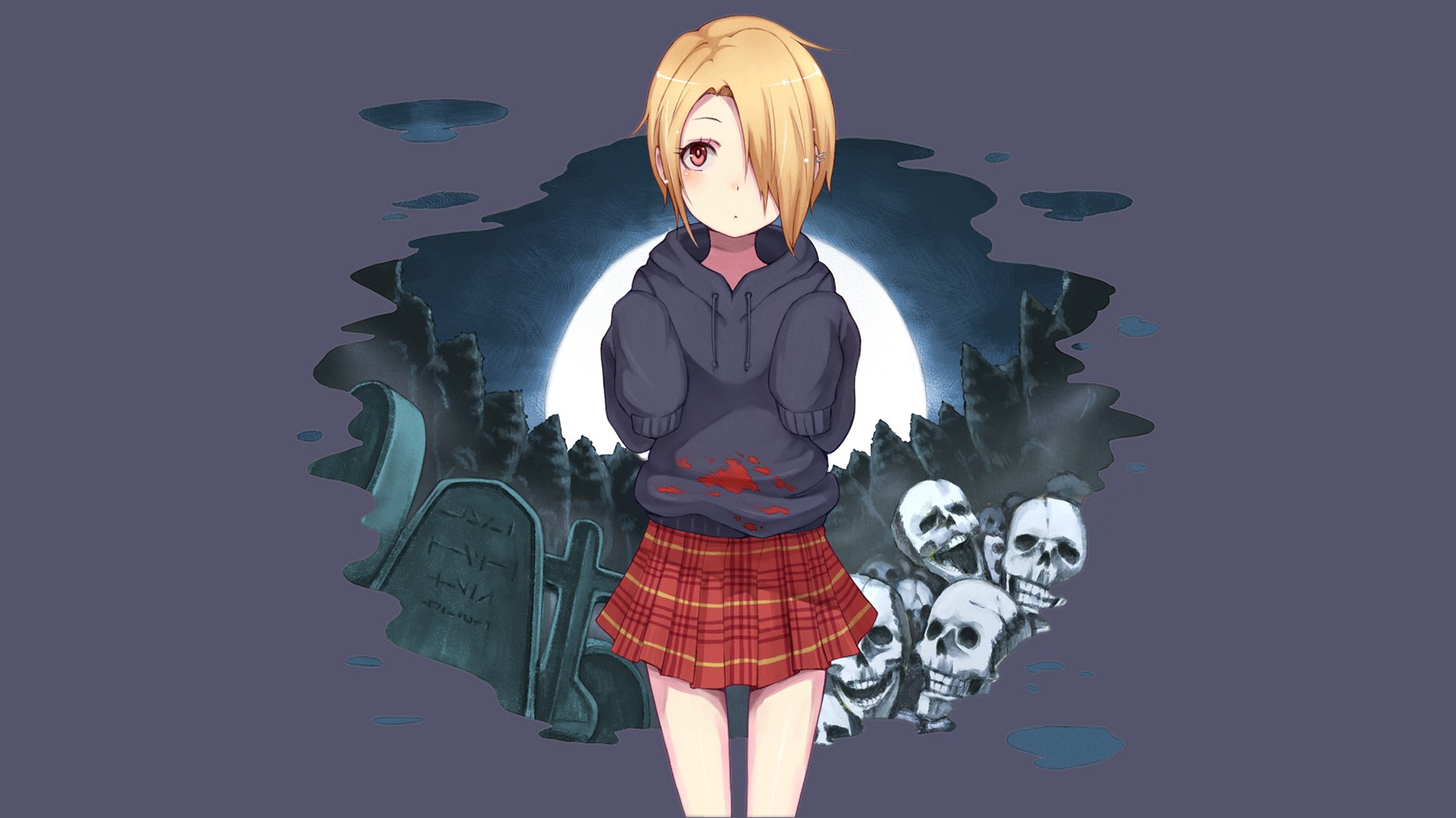 skull, Graveyards, Anime Girls Wallpaper
