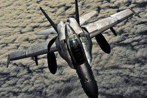 military, War, Airplane, FA 18 Hornet, Clouds, Aircraft