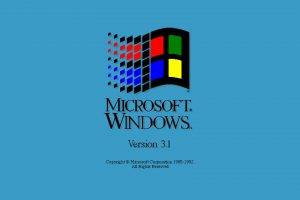 minimalism, Blue Background, Window, Vintage, Pixels, Microsoft, 1985, Logo, Companies