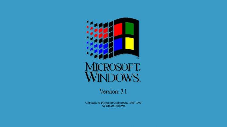minimalism, Blue Background, Window, Vintage, Pixels, Microsoft, 1985, Logo, Companies HD Wallpaper Desktop Background