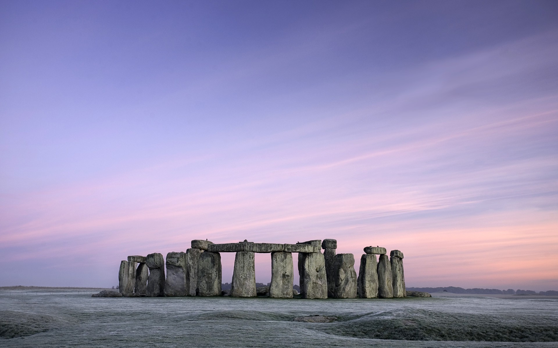 Stonehenge, UK, Winter, Frost, Field, Nature, Landscape, Architecture, Sky, Morning Wallpaper