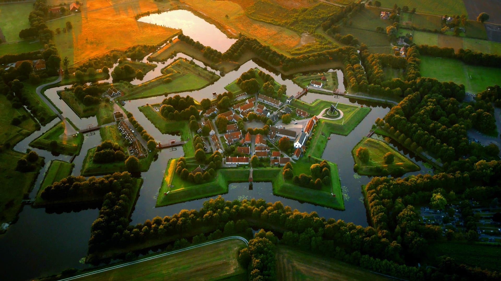 Netherlands, Landscape, Nature, Trees, Villages, Sunset, Europe, Aerial View, Field Wallpaper