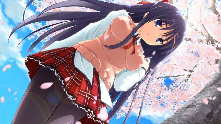 anime Girls, Skirt, Cherry Blossom, Shunki Gentei Poco A Poco!, Yuki Natsume HD Wallpaper Desktop Background