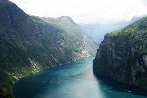 mountain, Water, Forest, Nature, Landscape, Valley, Lake, Geiranger