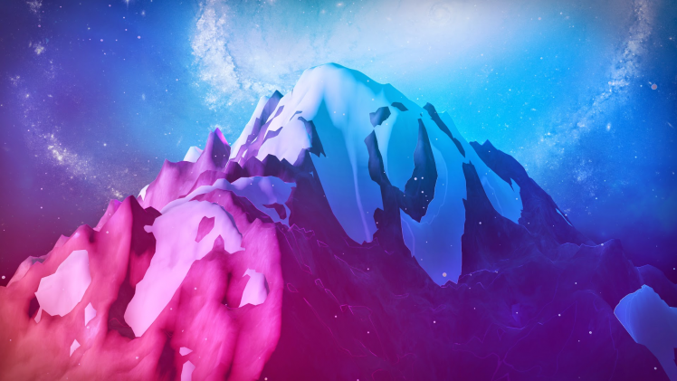 Adobe Photoshop, Mountain, Snow, Landscape, Artwork, Digital Art, Milky Way, Galaxy HD Wallpaper Desktop Background