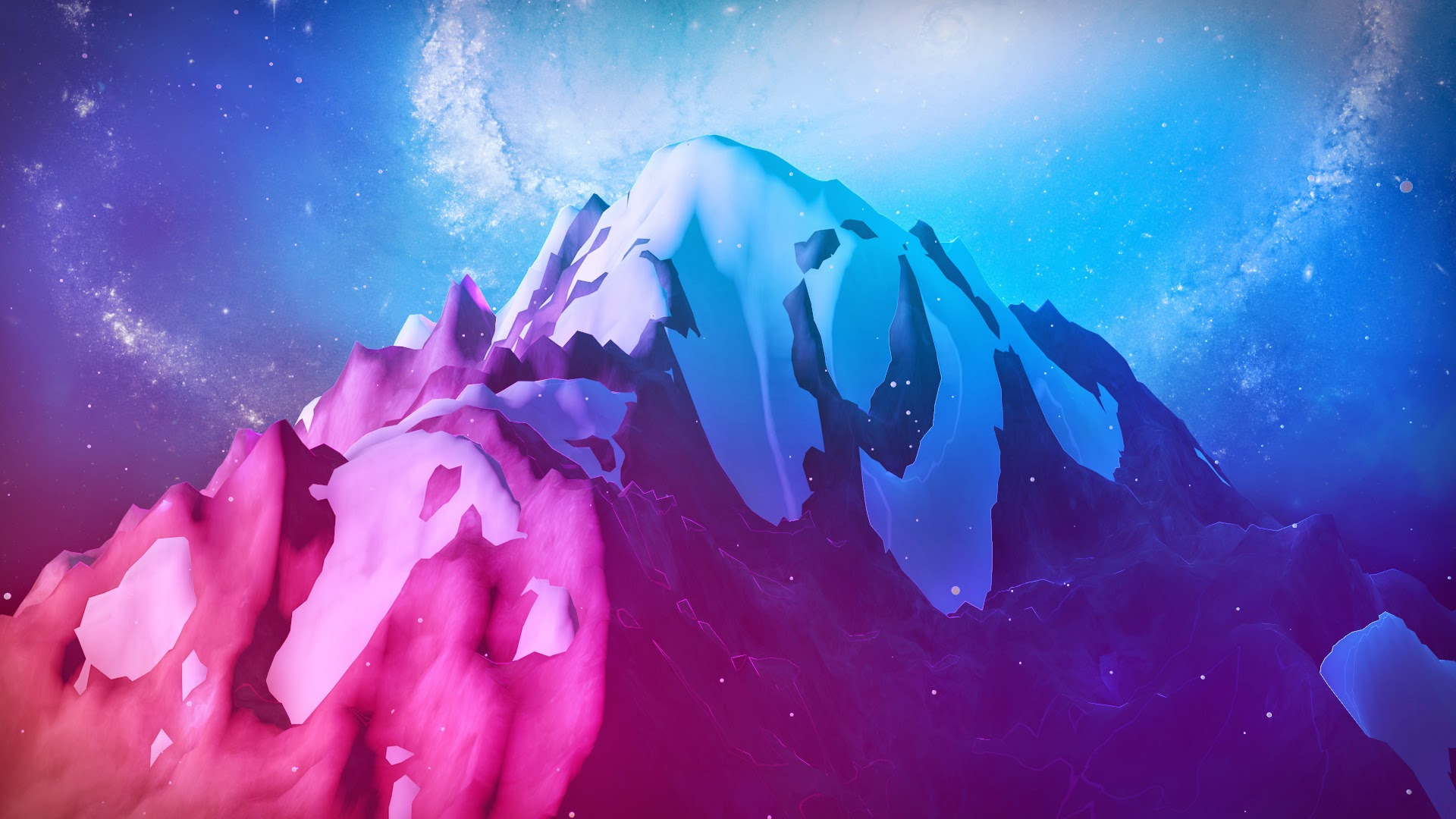 Adobe Photoshop, Mountain, Snow, Landscape, Artwork, Digital Art, Milky Way, Galaxy Wallpaper