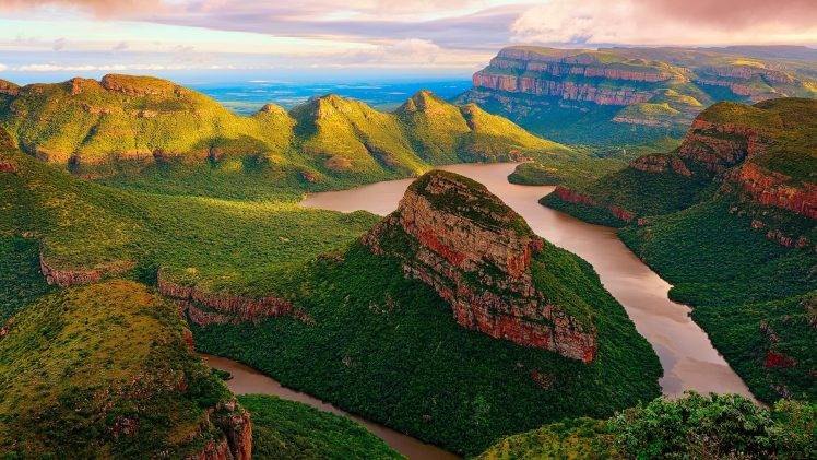 nature, Landscape, Mountain, Trees, Clouds, Bird’s Eye View, Forest, South Africa, Canyon, River, Rock, Valley HD Wallpaper Desktop Background