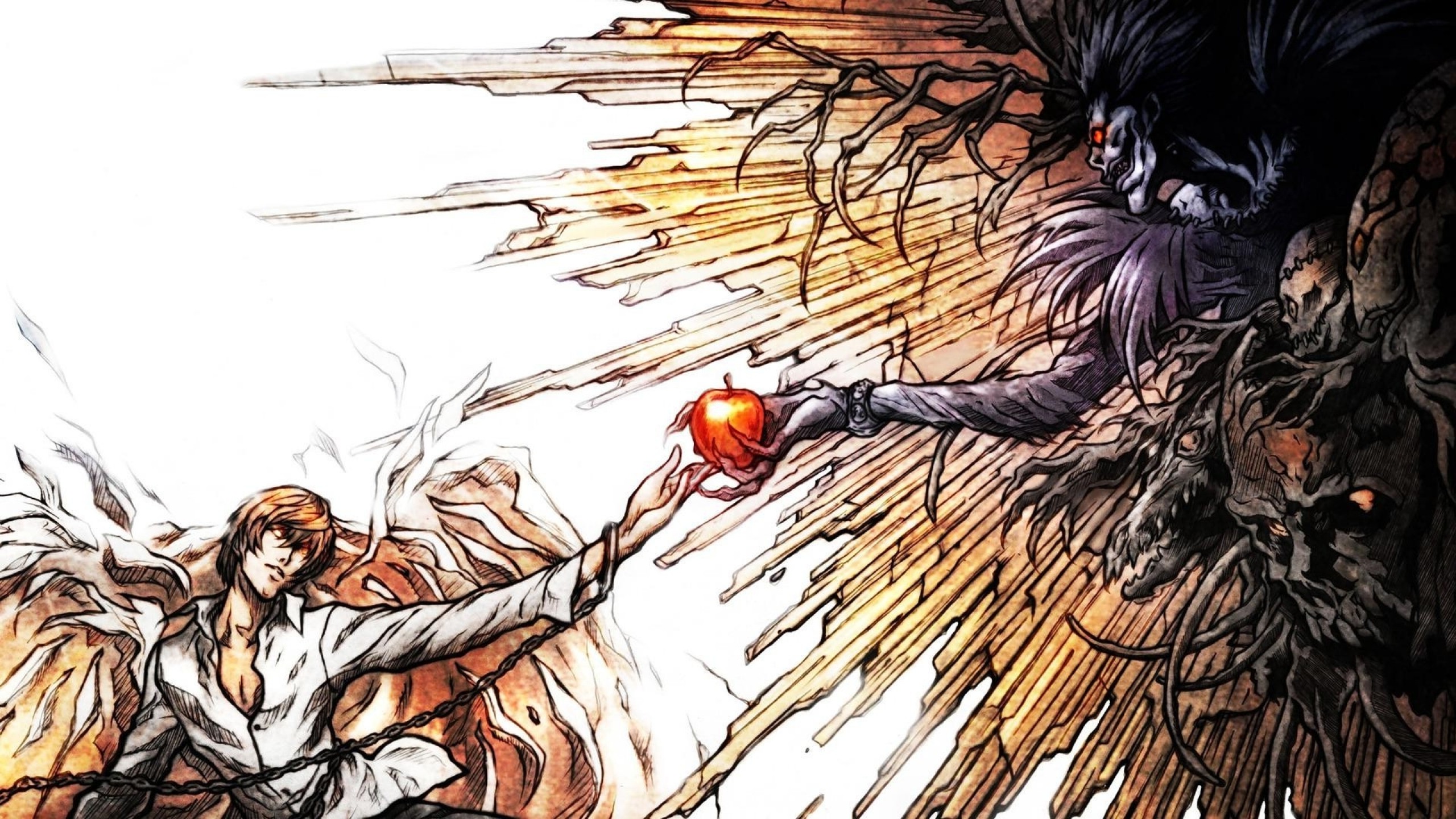 Death Note, Light Yagami, Ryuk, The Creation Of Adam, Parody, Anime Wallpaper