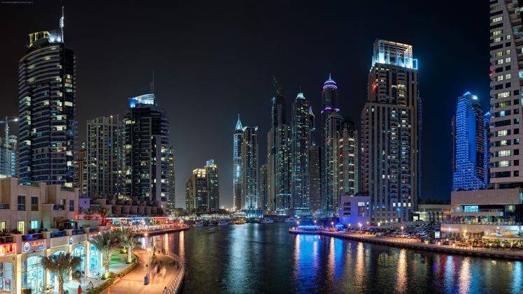 landscape, Dubai, City, Night HD Wallpaper Desktop Background