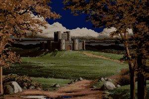 landscape, Castle, Clouds, Hill, Trees, Pixels, Pixel Art