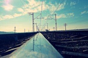 landscape, Power Lines, Worm's Eye View, Reflection, Filter