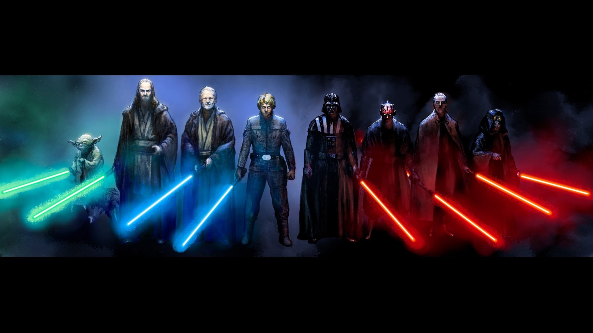 Star Wars, Luke Skywalker, Darth Vader, Darth Maul, Obi Wan Kenobi