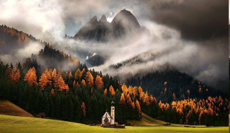 nature, Landscape, Mountain, Forest, Italy, Fall HD Wallpaper Desktop Background