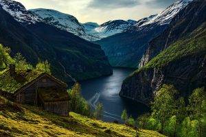 nature, Landscape, Norway, River, Cabin